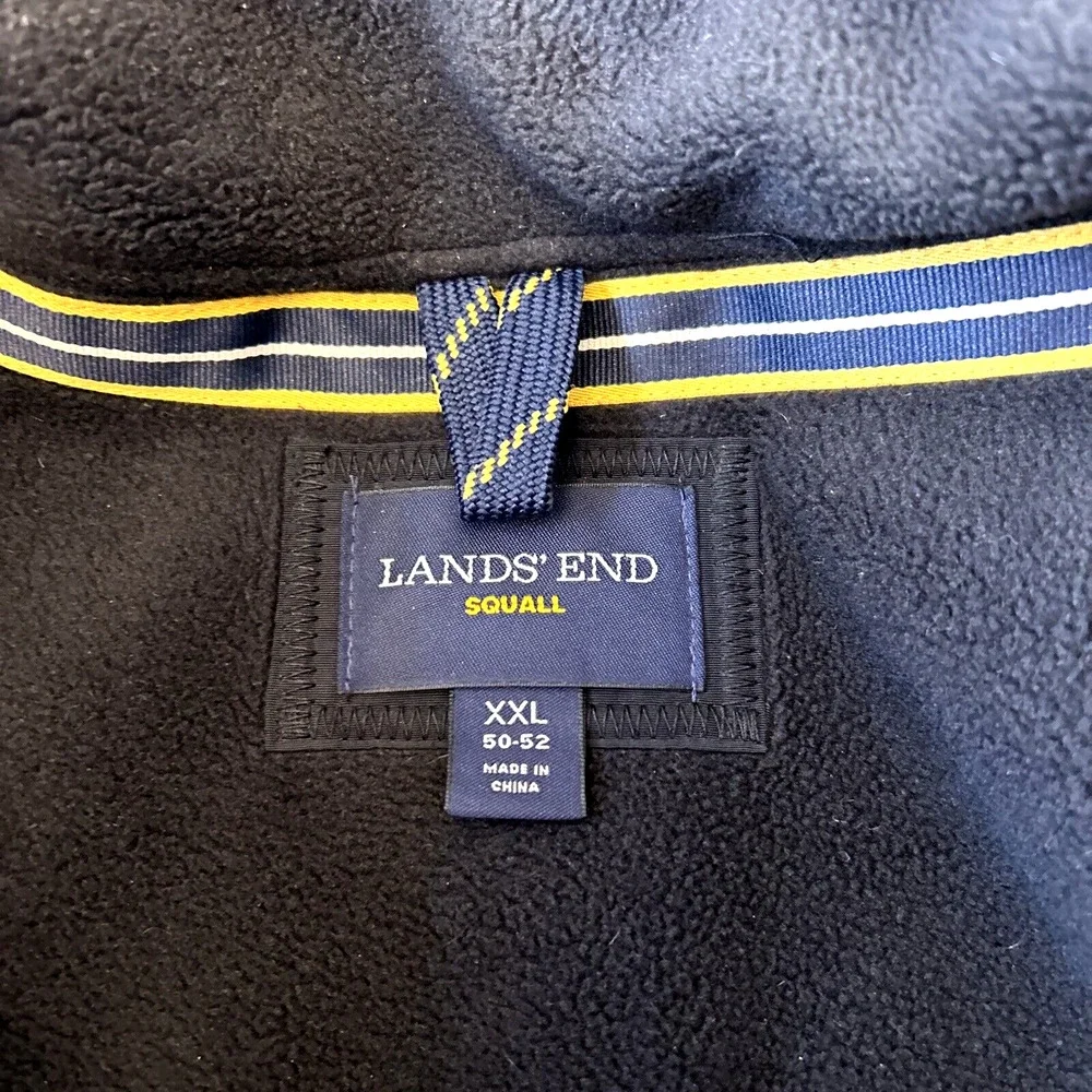 Lands' End Men's Squall Windproof Fleece Lined Zip Jacket XXL 50-52 Navy Blue